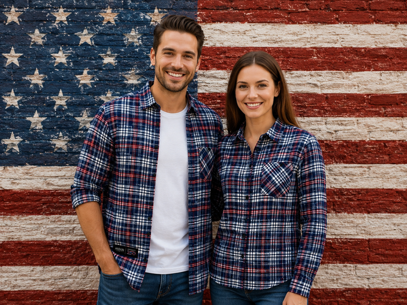 America250 Fitted Long Sleeve Midweight Flannel Shirt, made in USA.