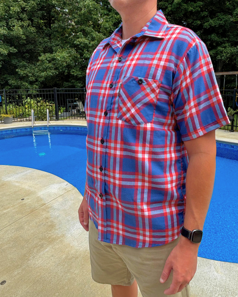 America250 Fitted Short Sleeve Lightweight Flannel Shirt, made in USA.