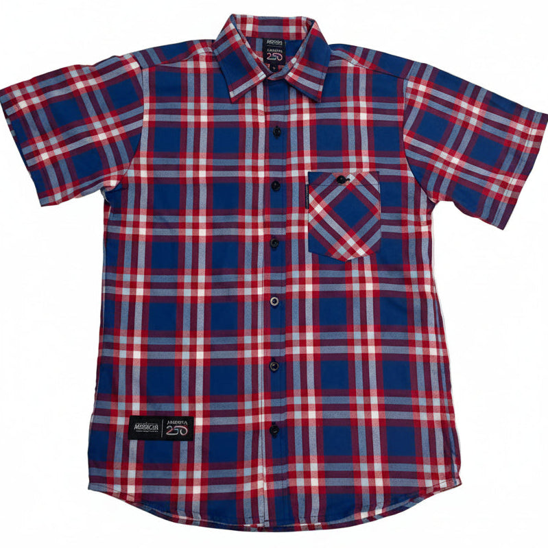 America250 Fitted Short Sleeve Lightweight Flannel Shirt, made in USA.