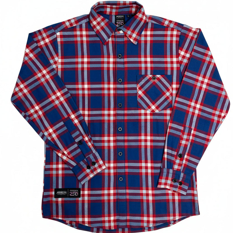 America250 Fitted Long Sleeve Lightweight Flannel Shirt, made in USA.