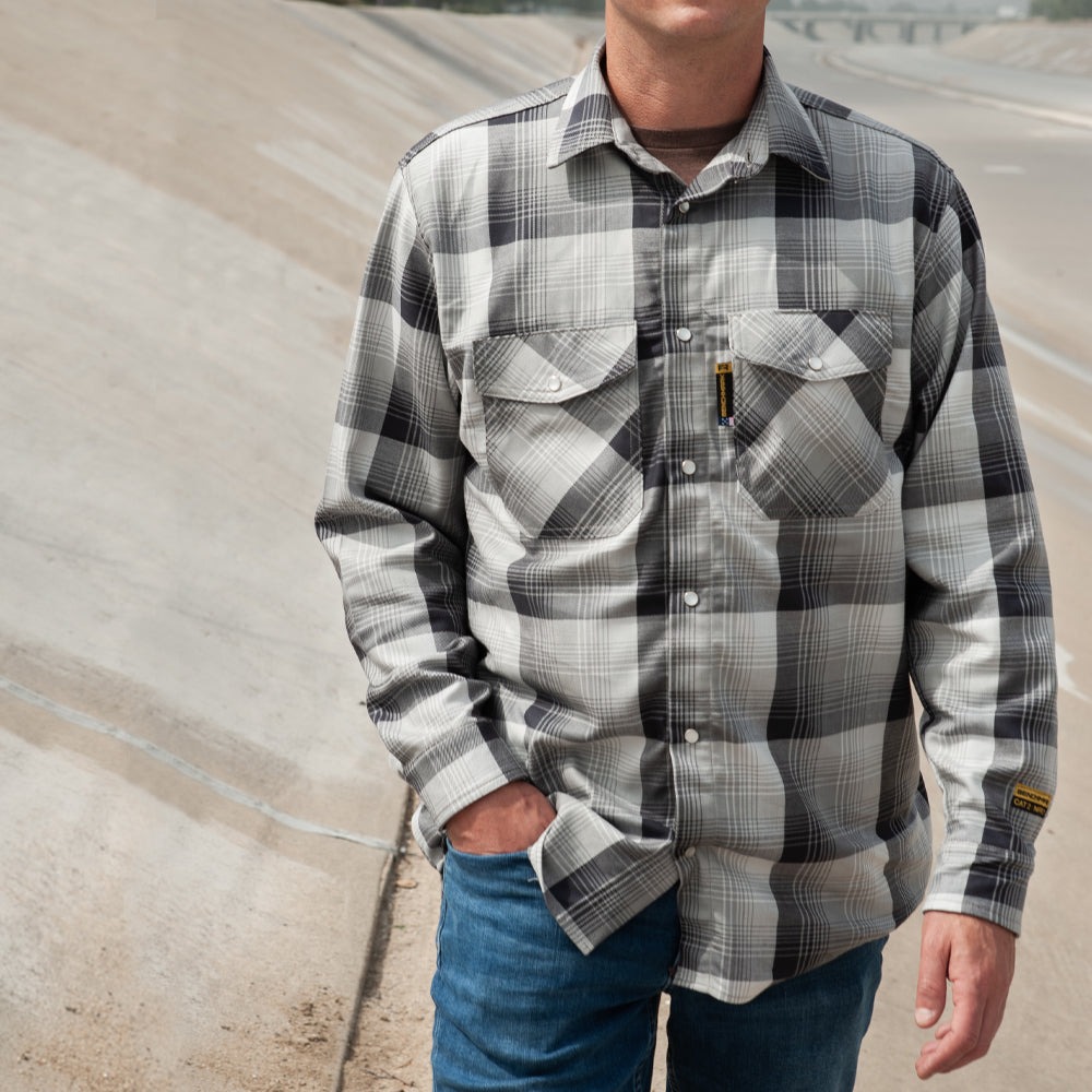 Santana Black and Silver FR Stretch Plaid Shirt