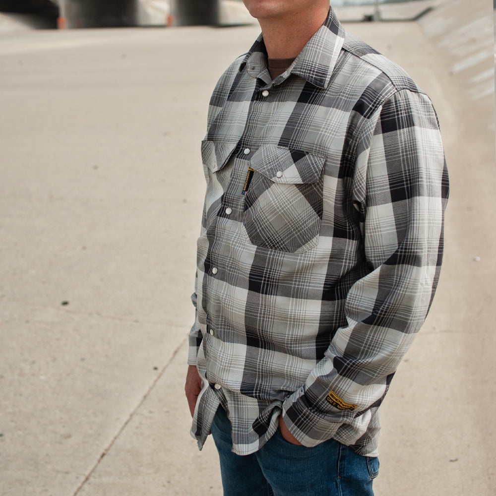 Santana Black and Silver FR Stretch Plaid Shirt