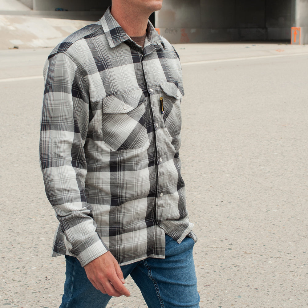 Santana Black and Silver FR Stretch Plaid Shirt