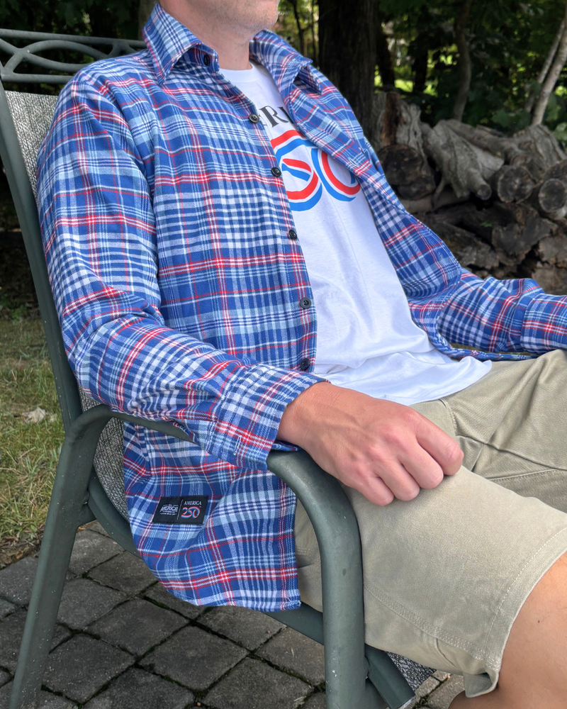 America250 Fitted Long Sleeve Midweight Flannel Shirt, made in USA.