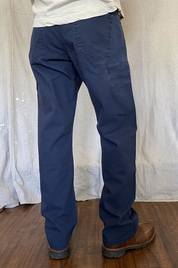Gusset Easy Fit Stretch Canvas Six Pocket Pant - Navy