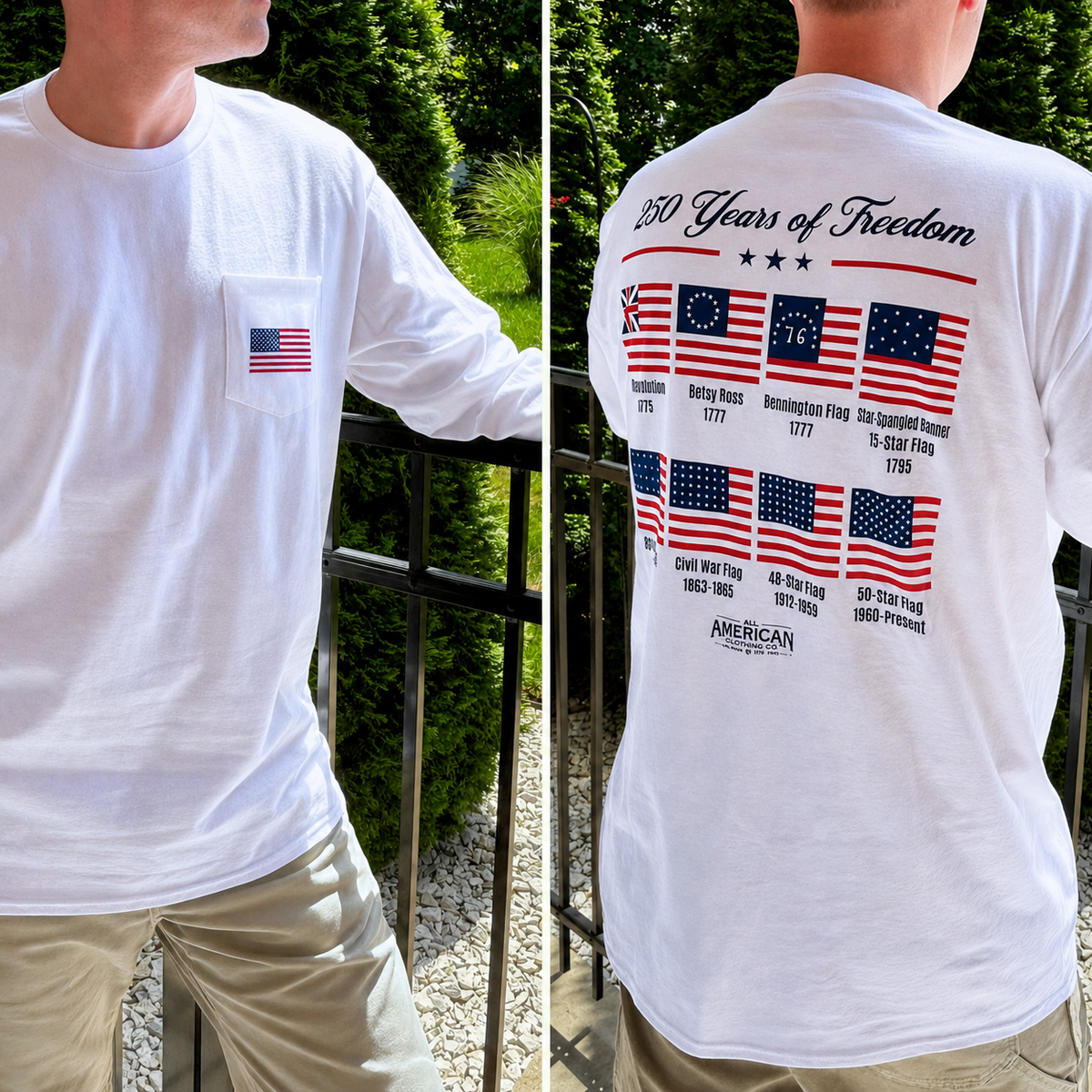 Heavyweight 250 Years of Freedom Long Sleeve Pocket T-Shirt *Tall