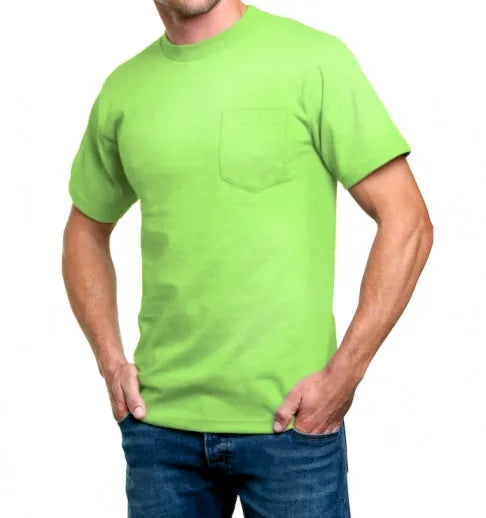 Heavyweight 100% Cotton T-Shirts with Pocket - Made in USA Bayside